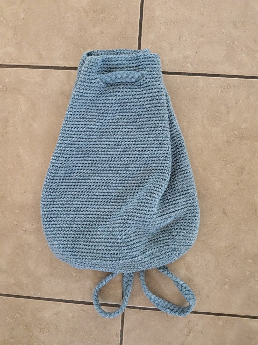 The Sak Light Blue Crochet Knit Backpack